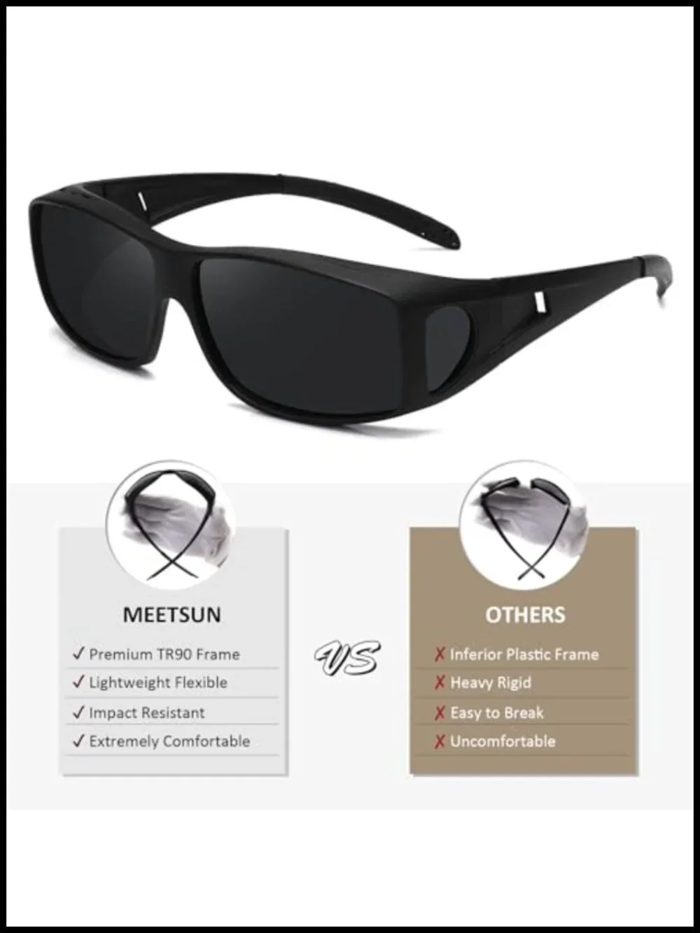 Fit Over Glasses Wrap Around Sunglasses Polarized UV400 TR90